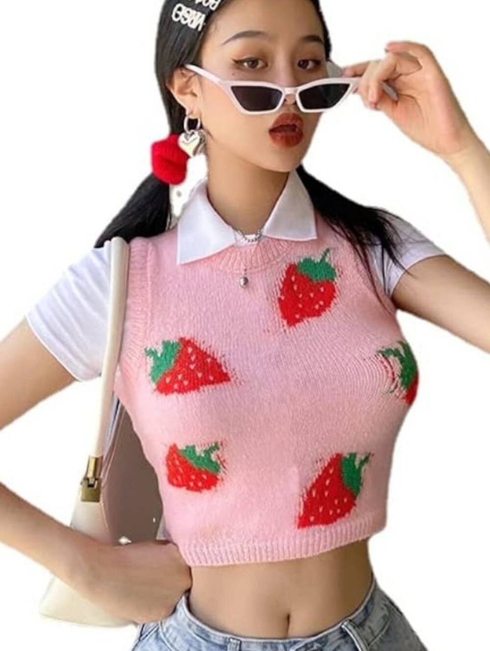 Pink Strawberry Sweater Vest, NWOT